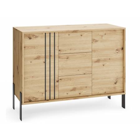 Komoda 120 cm dąb artisan 2-drzwiowa z szufladami NUBO